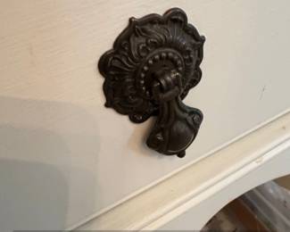 Antique White China Cabinet with Glass Doors and Drawer third image