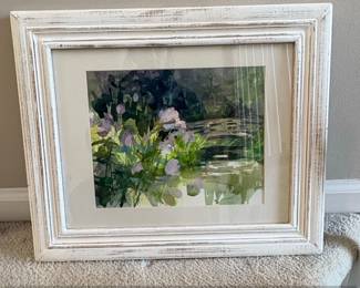 Watercolor Painting of a Garden Bridge by R. Feeney