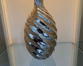 Silver Swirl Ceramic Vase