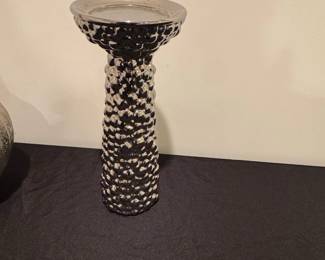 Textured Metallic Pillar Candle Holder