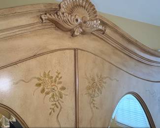 Vintage HandPainted French Provincial Armoire with Mirrored Doors second image