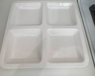 White Enamelware FourSection Divided Tray