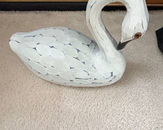 Vintage HandCarved Wooden Swan Decoy
