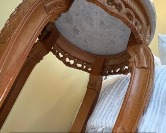 Antique Chinese Carved Rosewood Plant Stand with Marble Top third image