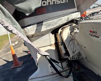 Close up of boat motor.