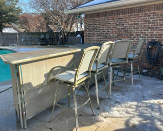 Foldable glass top bars for outside - each comes with two high stools!