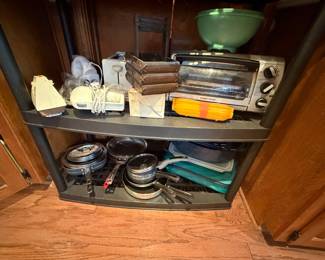 toaster oven, skillets, 