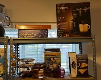 Keurig K-Duo coffee maker, Corning Visions Amber Glass Cookware