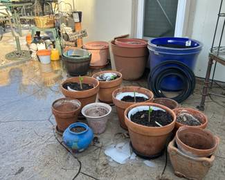 Terra cotta and plastic pots