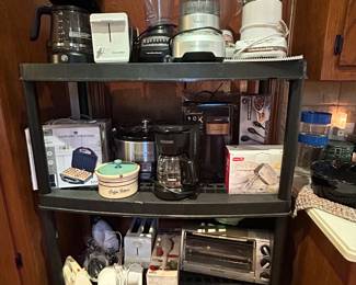 Blenders, Pyrex,  mixers, coffee pots and more