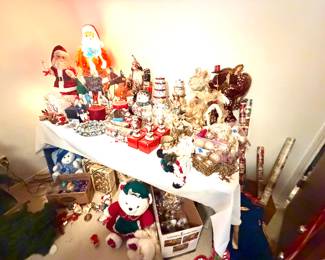 Christmas Decor - Vintage Avon ornaments, Santa Light Up Blow Mold