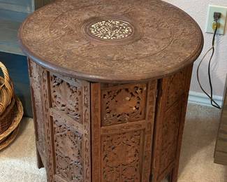 Wooden carved Asian side table