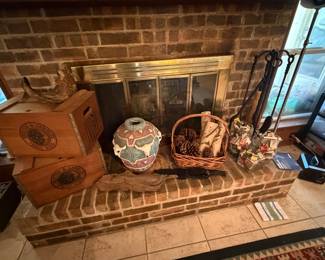 Collectible match books, fireplace accessory set