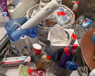 Various dental hygiene products - water pick, mouthwash. etc. 