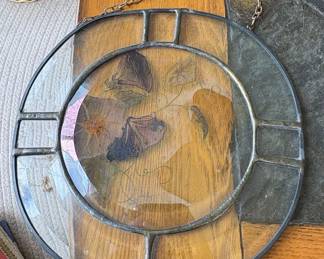 Vintage Stained Glass Suncatcher with Floral Motif