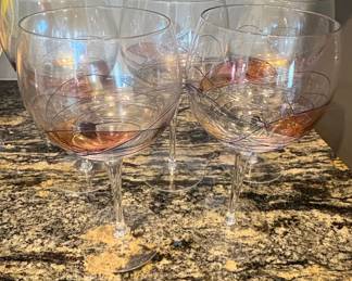 Set of Milano Romania Mosaic Stained Glass Wine Glasses