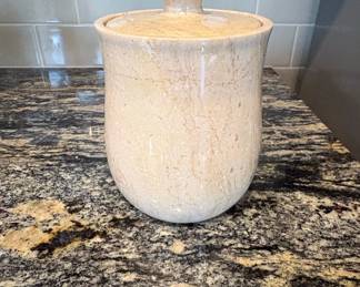 Vintage Travertine Marble Canister with Lid