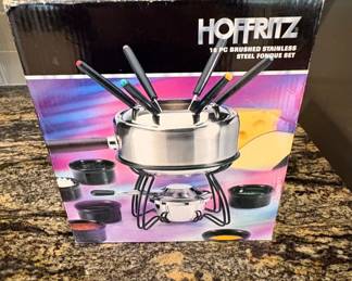Hoffritz Piece Brushed Stainless Steel Fondue Set