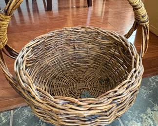 Vintage Wicker Gathering Basket with Handle