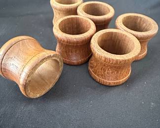 Set of Teak Wood Napkin Rings second image