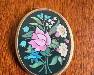 Vintage Avon Florentine Mosaic Floral Compact Mirror