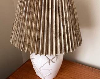 Vintage Ceramic Faux Bamboo Table Lamp with Pleated Shade