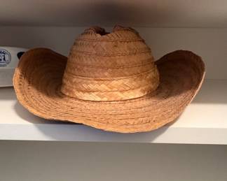 Vintage Mexican Palm Leaf Straw Cowboy Hat
