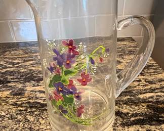Avon Wild Violets Crystal Glass Pitcher