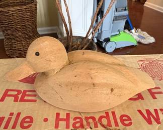 Hand Carved Unfinished Wooden Duck Decoy