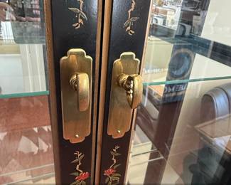 Vintage Pulaski Furniture Black Lacquer Chinoiserie Display Cabinet second image