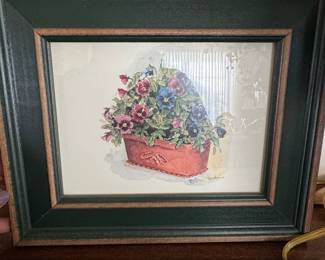 Peggy Abrams Potted Mixed Pansies Fine Art Print