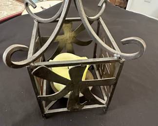black wrought iron candle holder lantern 
