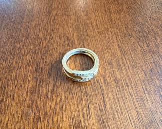 Vintage Avon GoldTone Buckle Ring with Pave Set Crystals