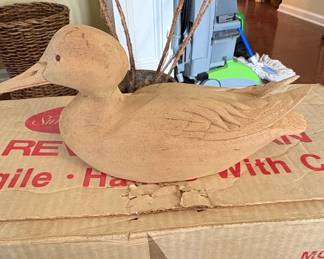 Unfinished HandCarved Wooden Duck Decoy B