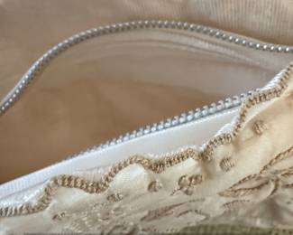 Vintage Embroidered Silk Drawstring Evening Bag with Cutwork second image