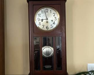 Antique Junghans German Regulator Wall Clock with Pendulum
