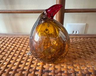 Iittala Oiva Toikka Pekkasiini Bird, Amber and Red