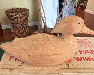 HandCarved Unfinished Wooden Duck Decoy