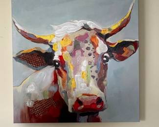 Colorful Abstract Cow Impasto Painting