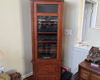 Ethan Allen Solid Wood Audio or Visual Cabinet with Glass Doors