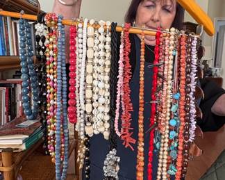 Collection of Assorted Beaded Necklaces including Coral, Shell, and SemiPrecious Stones
