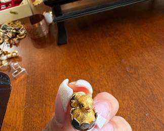 Avon Gold Tone Hatching Chick in Egg Pin Brooch