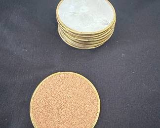 Set of Mother of Pearl and Brass Coasters second image