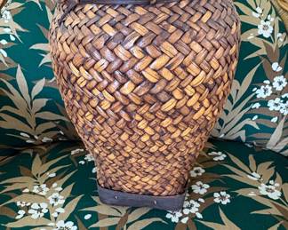 Antique Japanese Woven Bamboo Ikebana Basket