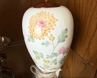 Gallery Originals Porcelain Ginger Jar with Chrysanthemum Motif third image