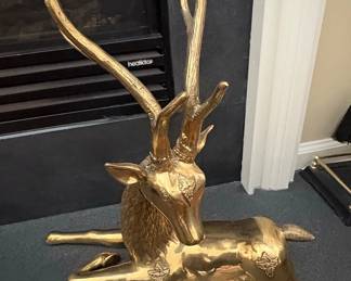 Vintage Sarreid Brass Reclining Deer Sculpture