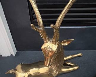 Sarreid Ltd. Brass Reclining Deer Sculpture