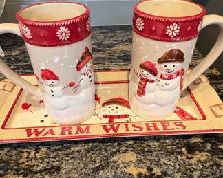 St. Nicholas Square Warm Wishes Snowman Mug and Tray Set