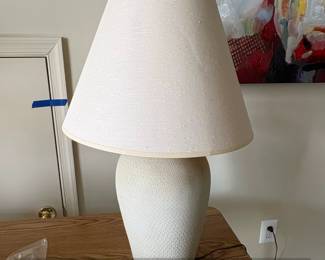 Textured Ceramic Table Lamp with Linen Shade