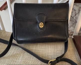 Coach Black Leather Willis Turnlock Shoulder Bag